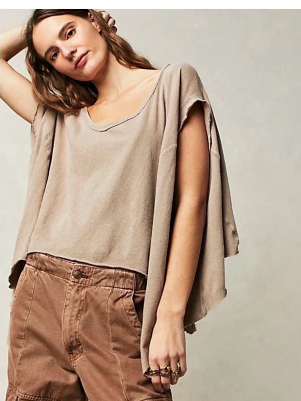 Grey We the Free oversized slouchy tee